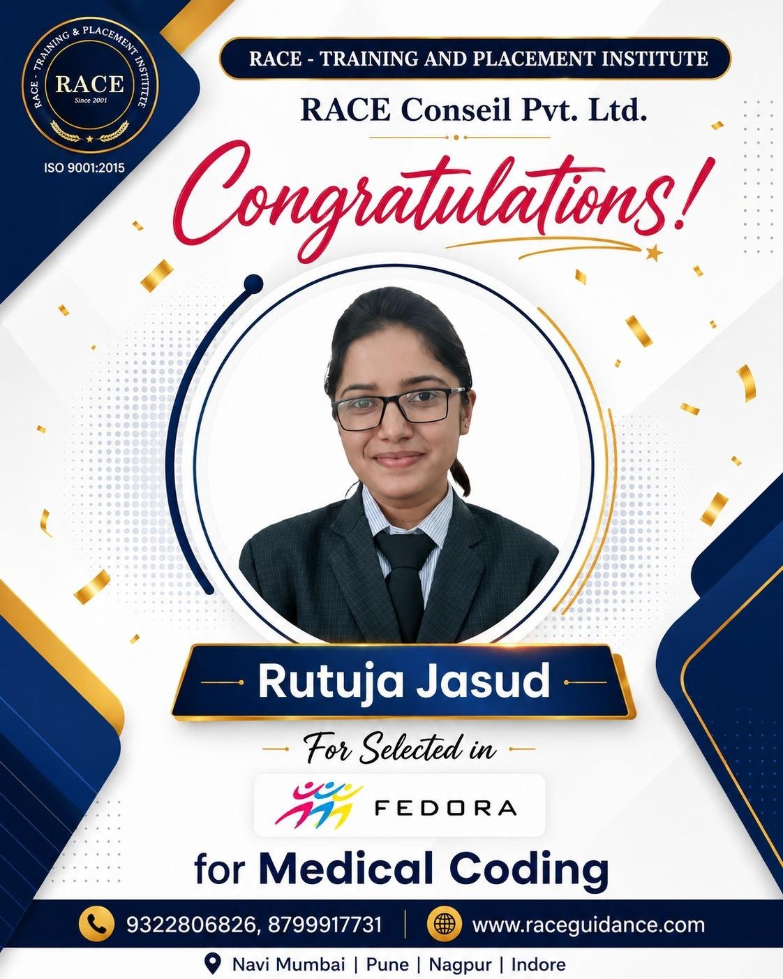 RACE medical coding placement poster – healthcare job success 2026